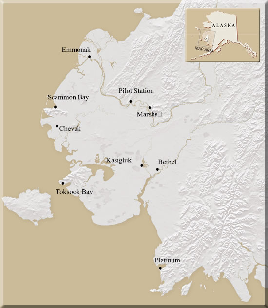 Yukon Kuskokwim Delta Map of Alaska